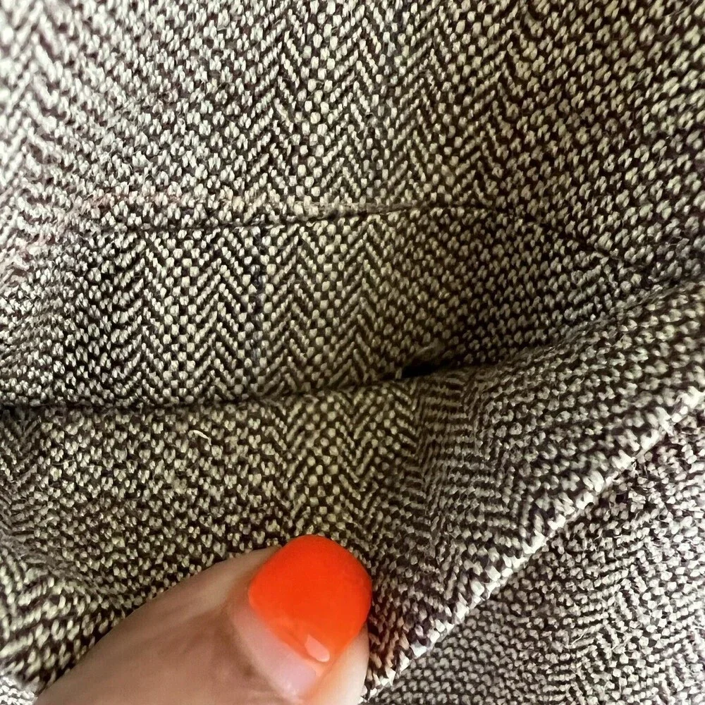 Tasso Elba Mens 44L Plaid Herringbone Blazer Silk Wool Blend Sport Coat Jacket